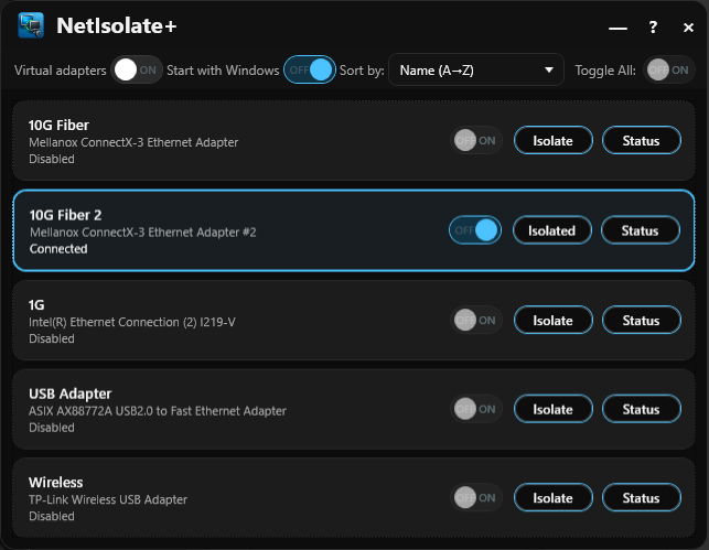 NetIsolate+ screenshot